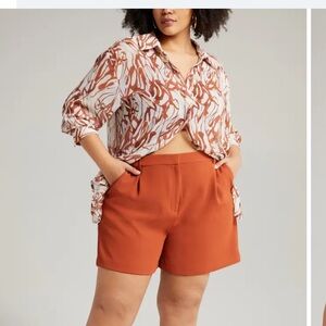 Nordstrom Open Edit Abstract Print Oversize Sheer Button-Up Shirt